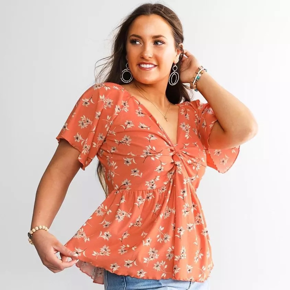 Daytrip Front Twist Peplum Top